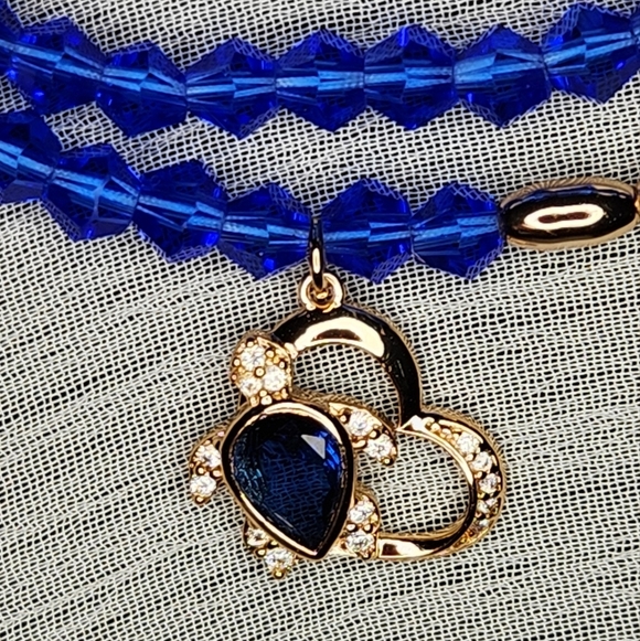 Turtle Bracelet w Double Blue Bead Adjustable Band NWT 💙 - Picture 2 of 2